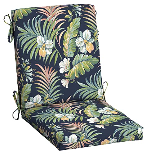 Image of Arden Patio Dining Outdoor Chair Cushions, 20x44, Rain-Proof Seat Pad, Fade-Resistant Outdoor Cushion Simone Blue Tropical