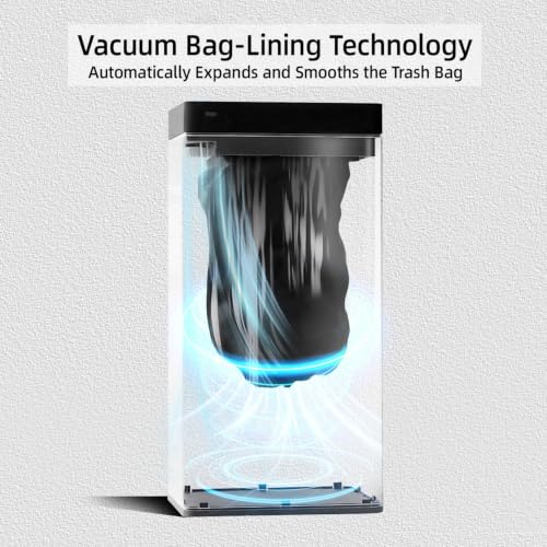 Image of Kitchen Trash Can with Air-Press Bag Expander - 8 Gallon Smart Matte Stainless Steel Bin with Motion Sensor Butterfly Lid for Home, Living Room, Bedroom, RV