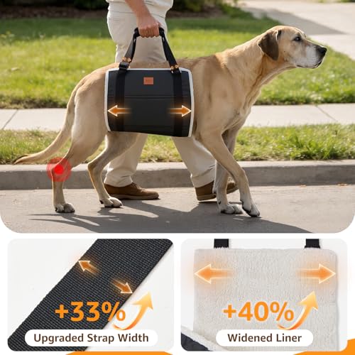 Image of Adjustable Dog Lift Harness Dog Sling for Large Dogs Hind Leg Support Soft Lift Support and Rehab Harness for Weak Rear Legs, Helps Senior, Injured, Disabled, After ACL Surgery Dogs (Black, XX-Large)