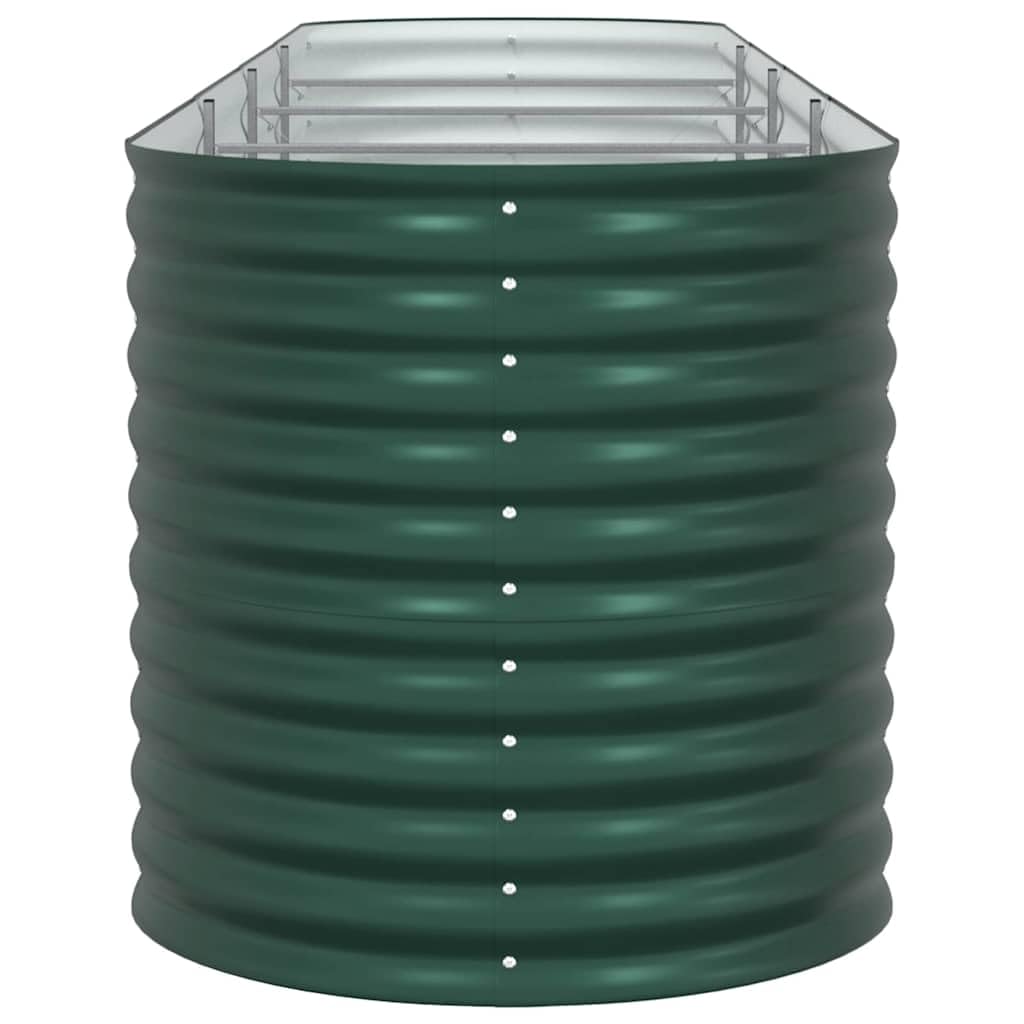 Bancal alto verde 400 x 80 x 81 cm Jardín alto de acero – Moderno bancal para jardín y terraza – Jardinera estable para verduras, hierbas y flores – Resistente a la intemperie