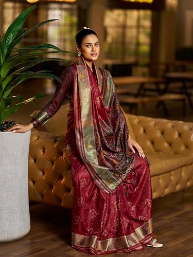 Image of MADHUHANSH Women's Cotton Linen Saree with Unstitched Blouse Piece and Solid Pattern | Mithila Painting Saree | Saree for Haldi Ceremony
