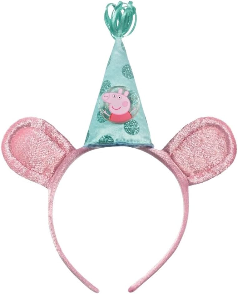 Peppa Pig Confetti Party Deluxe Headband - 6.5" x 8.5" (Pack of 1) - Pink & Green Hair Accessory - Perfect for Parties, Birthdays, & Gifts