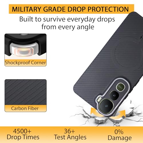 Image of LIRAMARK Rugged Carbon Fibre TPU Armor Silicone Back Cover Case for Vivo Y400 5G