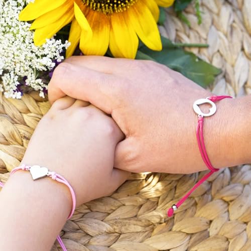 BOYATONG 2 Pcs Armband Schulkind 2025 Mädchen, Geschenke zur Einschulung Mutter Tochter Armband mit Karte Schulanfang, Erster Schultag Schultüte Füllung Einschulung Mädchen Geschenk Decorations