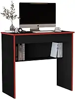 Escrivaninha e Mesa de Computador Home Office Gamer Compacta com Gaveta e Prateleira (Preto/Vermelho)