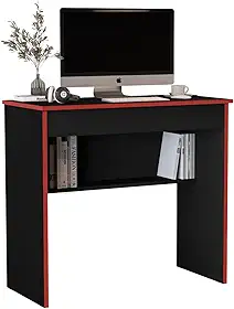 Escrivaninha e Mesa de Computador Home Office Gamer Compacta com Gaveta e Prateleira (Preto/Vermelho)