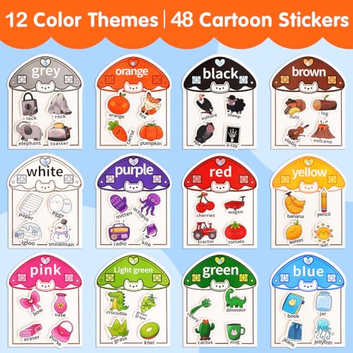 Montessori Busy Book Color Sorting Toys for Toddlers 2-4, Educational Preschool Learning Activities for Kids, Sensory Fine Motor Matching Games for 3 Year Old Boys Girls Gifts