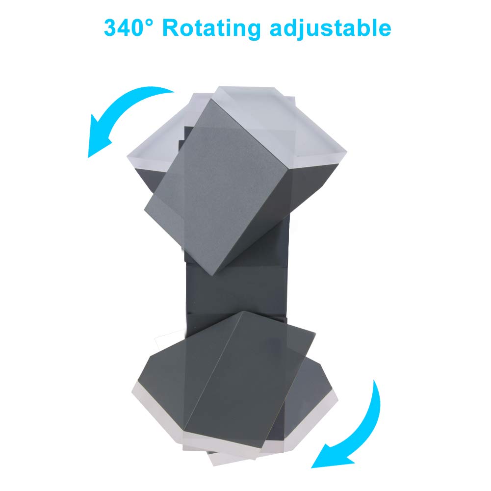 LASIDE Outdoor LED Wall Lights, Adjustable Anthracite Grey Up Down Outside Wall Lights Electric - Image 4