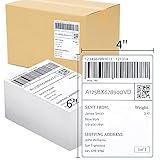 NefLaca 4" x 6" Fanfold Direct Thermal Labels, 200 Labels Per Stack, White Perforated Shipping Label