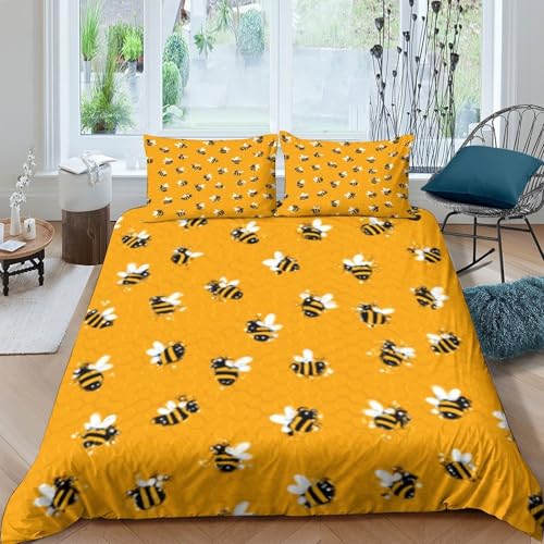 Housse de couette abeille 140x200 parure lit microfibre pour ado - 4