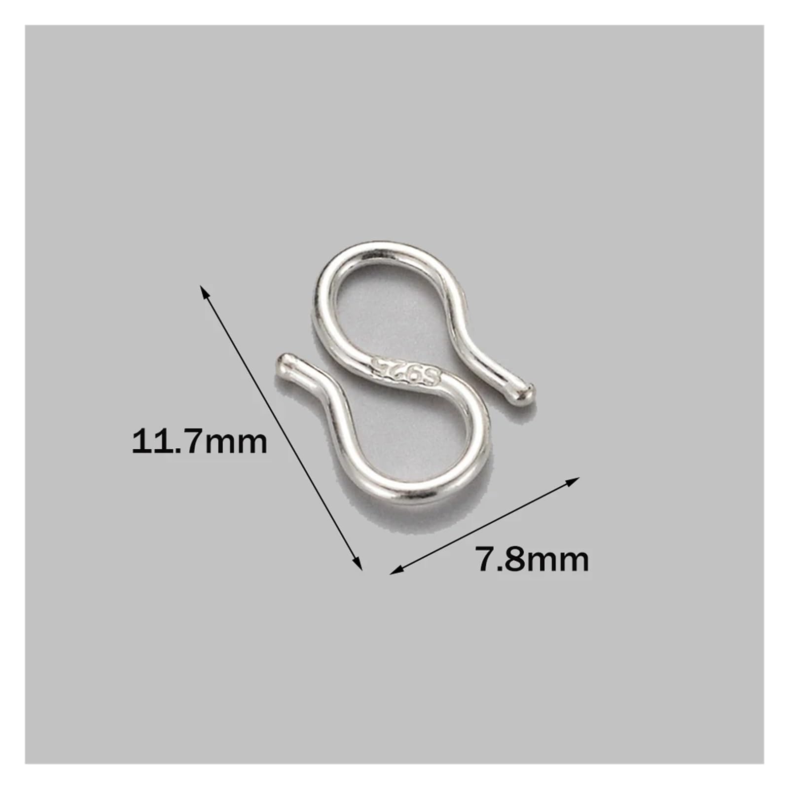 Ganchos SW de Plata de Ley 925, conector extensor de cierre, hipoalergénico for pulsera, collar, fabricación de joyas, 2 uds.(S 7.8x11.7mm)