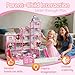 Villa Toys for Girls, 5 Stories 16 Rooms Villa Playset with Dolls, Lights, Furniture, Slide Accessories, DIY Pretend Toddlers House kit for 3 4 5 6 7 8 9 10 Year Old Kids (Pink)