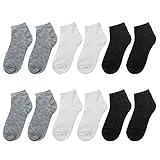 Falari 12 Pairs Girl Toddler Kids Cotton Socks (US, Age, 2 Years, 4 Years, 12-pairs Black Grey White)