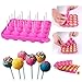 Queta Silikon Cake Pop Backform Cake Pop Formen, 20 runde Formen Silikon Lollipop Form Tablett Cake Silikonform für Cupcakes, Süßigkeiten, Gelee und Schokolade, antihaftbeschichtet, Pink