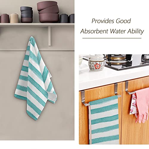 Shustary 2 Pack Teal And White Stripe Hand Towels For Bathroom,Soft Absorbent Quick-Dry Aqua Blue Striped Kitchen Dish Towels Decorative Bathroom Hand Towel For Bath,Shower,Face,Gym,Spa 14"X28" #TOP6