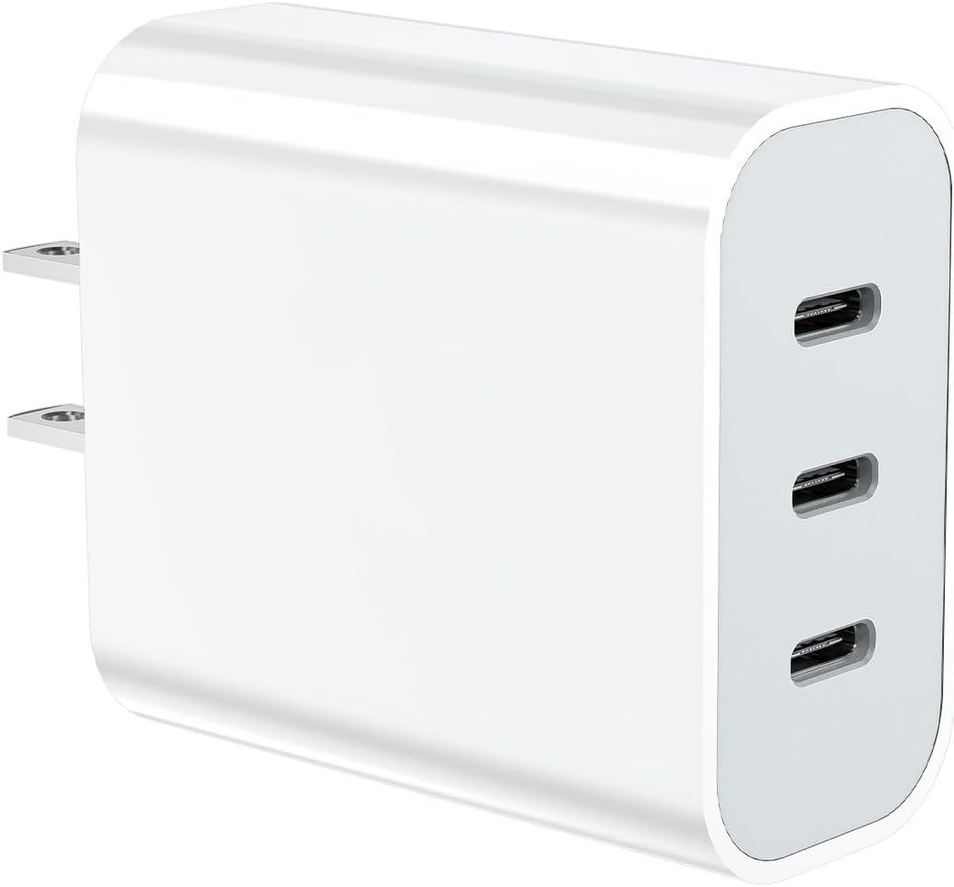 USB C Charger Block, 35W 3-Port USB C Charger iPhone Fast Charging Block with PD 3.0 Power Delivery, Compatible with iPhone 17/17 Pro Max/ 16/16 Pro/15/14/13/12/11, Galaxy, Pixel and More