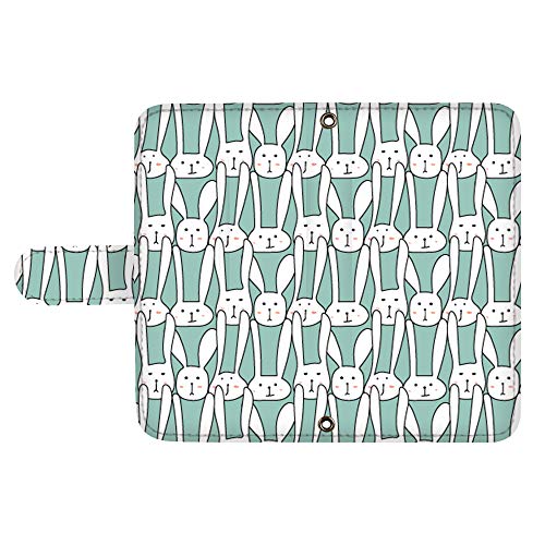 スマQ Xperia 10 U (SO-41A SOV43 A001SO) 対応 ケース スマホケース 手帳型 ミラー&カード収納 スタンド ストラップ穴 携帯 カバー ウサギがいっぱい パターン おしゃれ エーユー SOV43 (A.グリーン) ami_