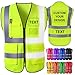 Custom Safety Vest for Men with Logo Pockets Yellow High Visibility Reflective Vests Construction Security Workwear Outdoor Protective L