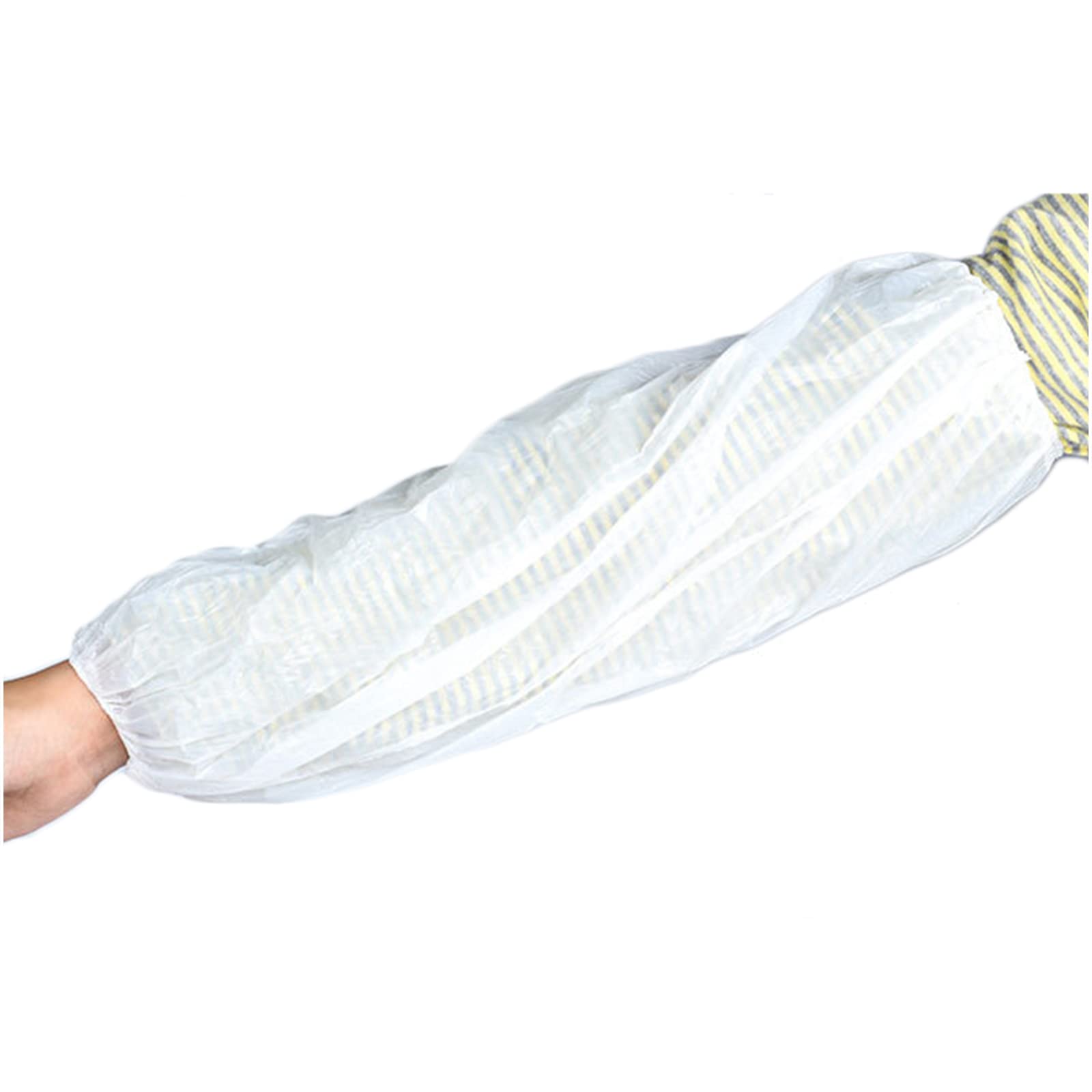 Lot de 500 manchettes jetables imperméables et résistantes à l'huile pour cuisine, maison, nettoyage, hygiène, salon de beauté, 22 × 40 cm (blanc)
