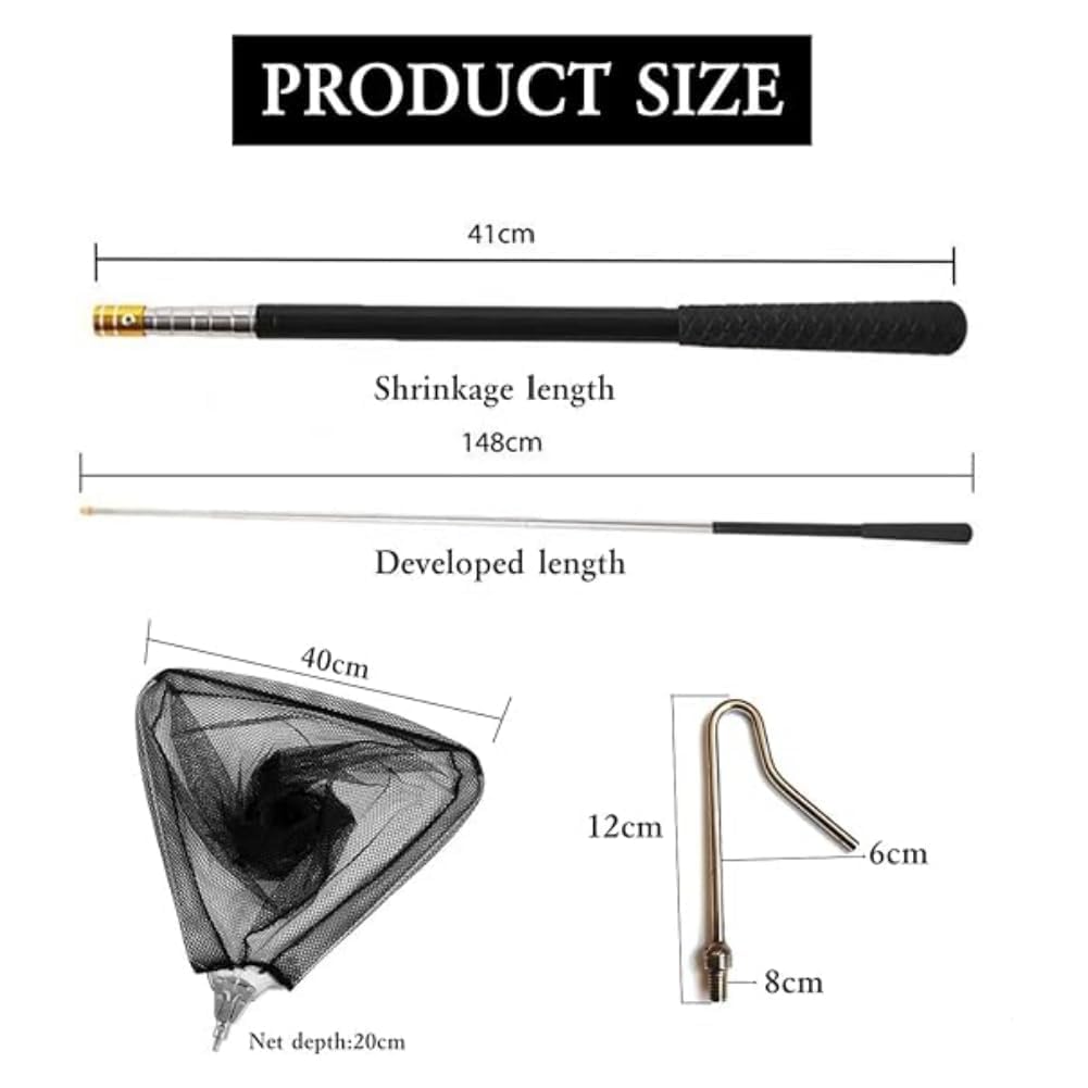 Kit 2 en 1 avec crochets et filet de pêche rétractables pour volailles, crochets en acier inoxydable, pour volaille, poulet, dinde, oie, canard, oiseaux, petits animaux et poissons
