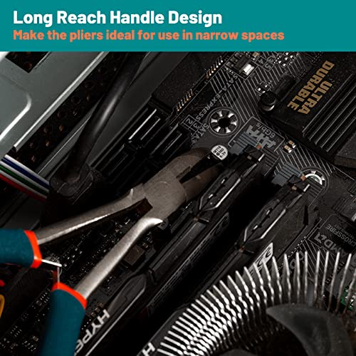 SPEEDWOX Long Reach Bent Nose Pliers with Serrated Jaws Angled Long Nose Plier Angled Pliers with Cutter Long Reach Plier for Hard to Reach Narrow Spaces Home Repairing Jewerly Making - Image 3