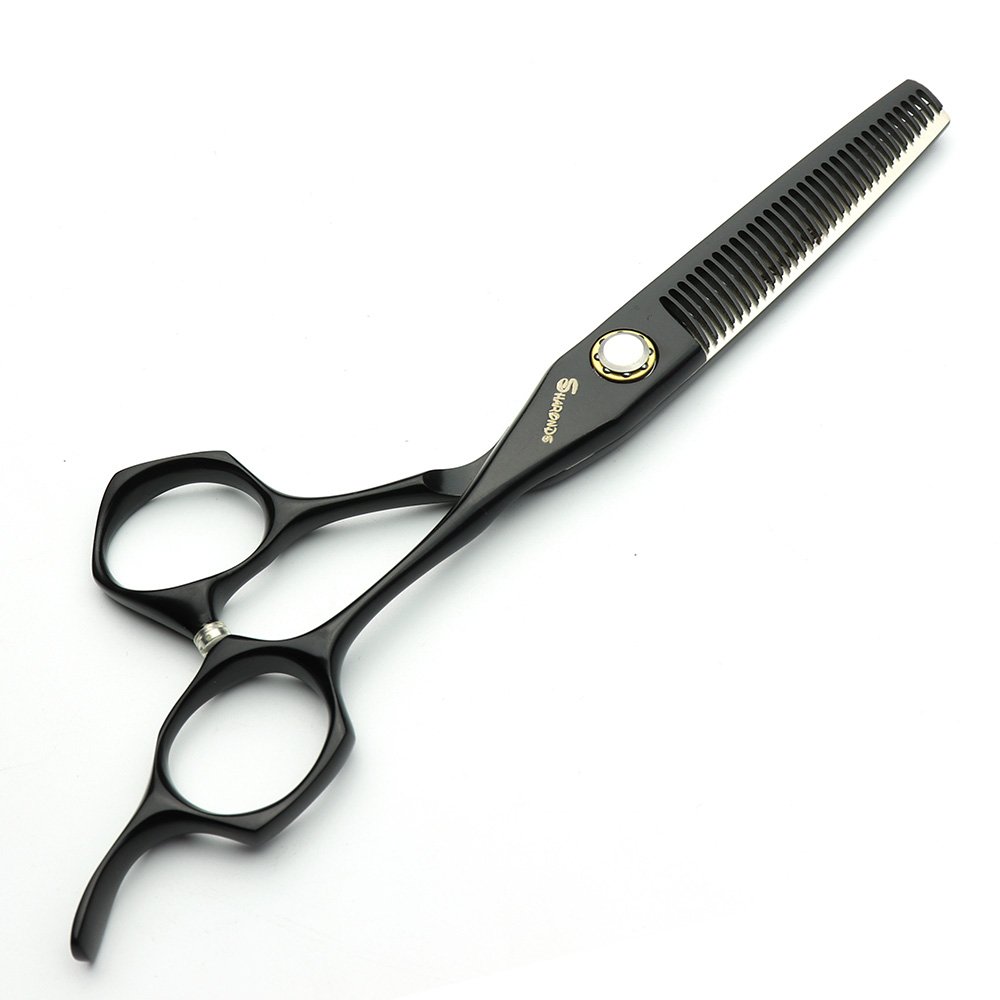 Tijeras de peluquería profesional de color negro, hechas a mano 6 pulgadas