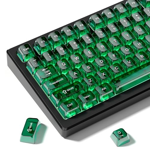 Image of dagaladoo Clear keycaps,Transparent Keyboard keycaps,Jelly Key caps Set,Shine Through keycap，MDA Profile Keyboard caps for Mx Switches Mechanical Keyboard(Dark Green)