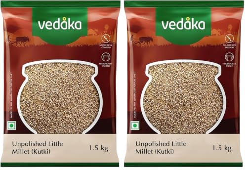 Image of Amazon Brand - Vedaka Unpolished Little Millet | 1.5 Kg | Kutki /Samai /Same /Samulu /Chama (Pack of 2)
