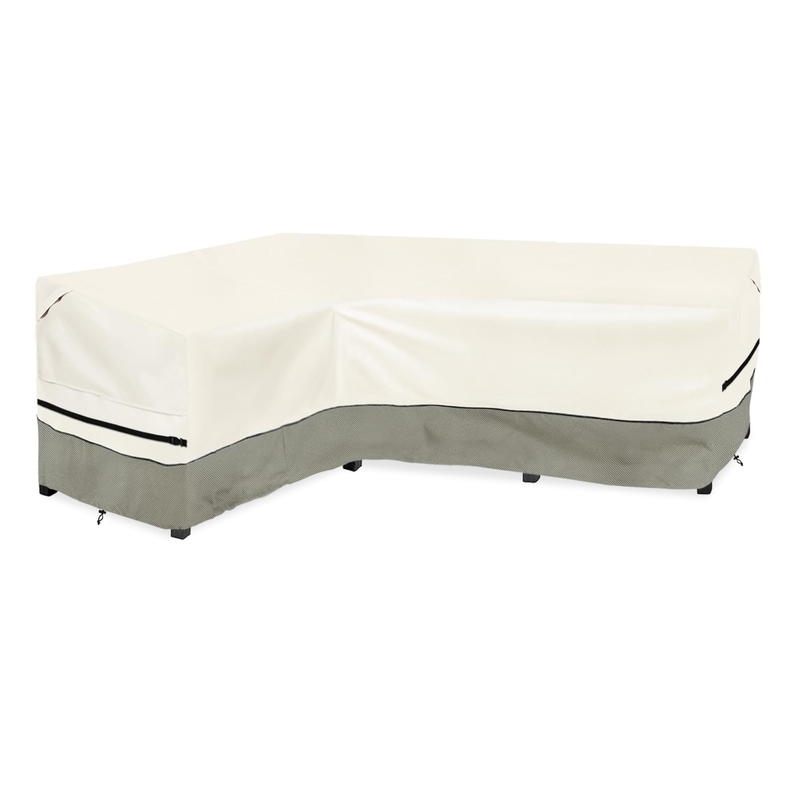 Okcool Outdoor Sectional Cover,L-Shaped Patio Furniture Covers for 4-Seater Outdoor Sectional Furniture Couch 58”W (Left Side) x 85”W (Back Length),White&amp;Grayish Green