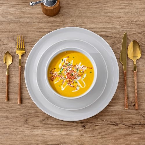 GBHOME Ceramic Dinnerware Set for 4, 12pcs Stoneware Plates and Bowls Sets, Handmade Chip and Scratch Resistant Dishes Set, Dishwasher & Microwave Safe - Image 4