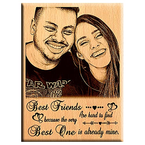 Image of Amazing gifts Rectangular Unique Friendship Day Gift - Personalize Engraved Tabletop Wooden Plaque 8x6 Inches