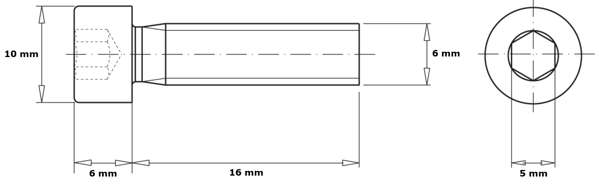 HEXATON Hex Socket Cap Metric Screws Allen - M6 x 16 mm - 100 Pieces - Galvanized Steel - Fully Threaded - DIN 912 ISO 4762 - Image 2