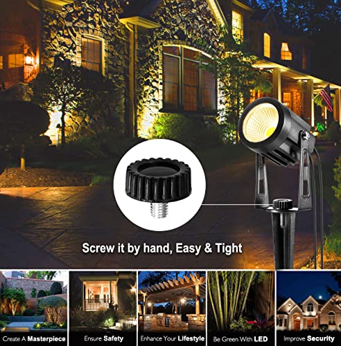 ECOWHO Garden Lights Mains BS Plug Extendable Outdoor Spotlights 21m LED Spike Uplighter Wire Metal Outside Waterproof Lighting Warm White for Path Tree(Ground Stake&Wall Mounted, DIY to 8 Spots) - Image 5