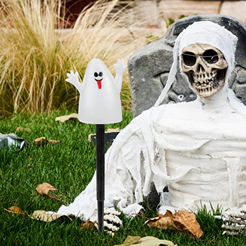BESPORTBLE Ghost Halloween Stakes: 5PCS White Ghost Lawn Decor, Halloween Outdoor Lights Lampshade for Patio Backyard, Garden - Image 3