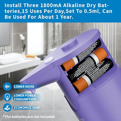 Image of Aunmaon Automatic Soap Dispenser Touchless, Hands-Free, Multi Adjustable Volume, Long Battery Life, Compatible with Thick & Thin Dish /Hand Soap for Bathroom and Kitchen, Easy for Toddlers, Purple