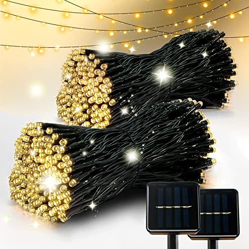 Eueasy Solar String Lights Outdoor，2 Pack 79Ft 200 Led Waterproof Solar Christmas Lights With 8 Lighting Modes For Tree Yard Garden Party Xmas Decorations #TOP2