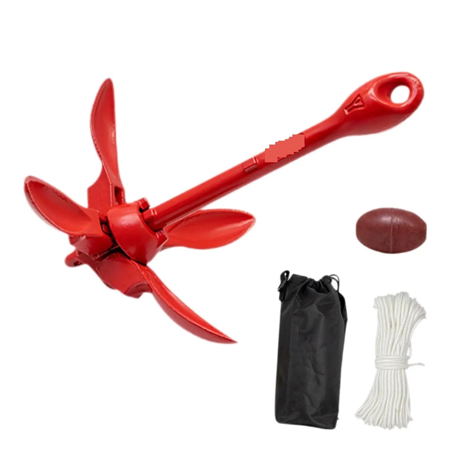 Soywim One Color Mooring Rope, Folding Grapnel Boat Anchor With 65.6 Ft Rope Accessories Grappling Kit For Sailboat
