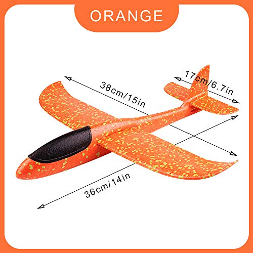 Huture 2 Stücke 15 Zoll Styroporflieger Flugzeug Kinder Flugzeug Spielzeug Outdoor Wurf Segelflugzeug Schaum Flugzeug Spielzeug Glider Blau Orange Flugzeug Geschenk für Junge Mädchen Kindergeburtstag