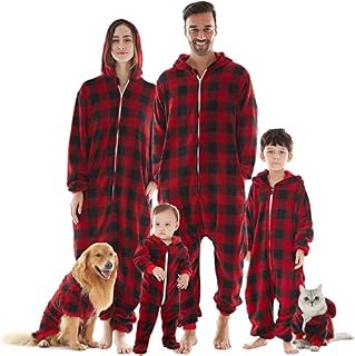 Christmas Family Matching Pyjamas Sets, Flannel Onesies Pjs Xmas Nightwear Sleepwear for Womens Mens Boys Girls Babies Dogs