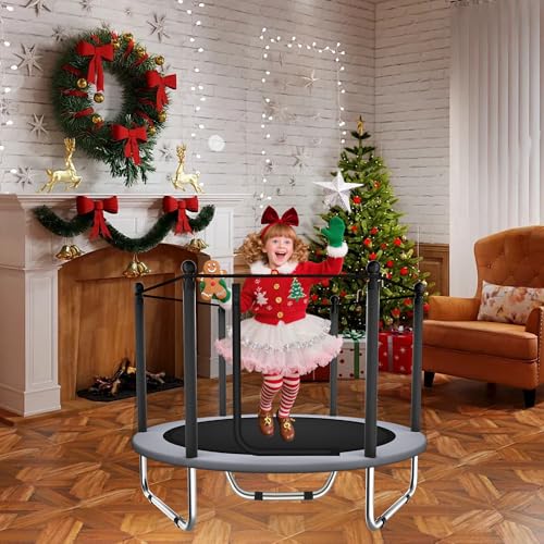 EL&IT·Wings 60 inch/5FT Trampoline for Kids with Net, Indoor Outdoor Toddler Trampoline with Safety Enclosure, Toddler Baby Small Round Trampolines Birthday Gifts for Kids, Age 1-8 by EL&IT·Wings - Image 2