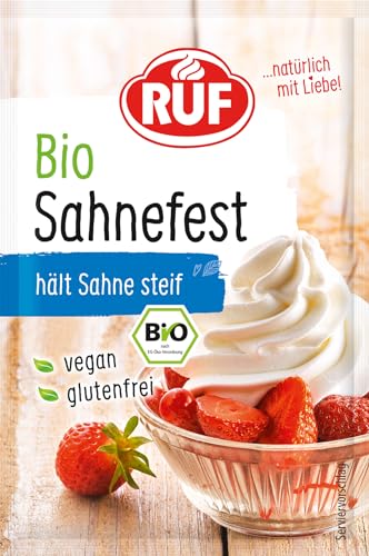 RUF Bio Sahnefest, Sahnestand in Bio Qualität, für Kuchen, Torten, Waffeln, Windbeutel, Sahnesteif, glutenfrei & vegan, 4 x 8g