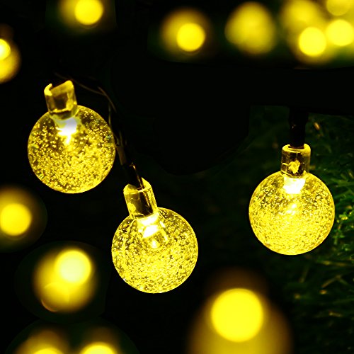 easyDecor Globe Solar String Lights 30 LED 21ft 8 Mode Bubble Crystal Ball Christmas Fairy String Lights for Outdoor Xmas Landscape Garden Patio Home Holiday Path Lawn Party Decoration (WarmWhite)