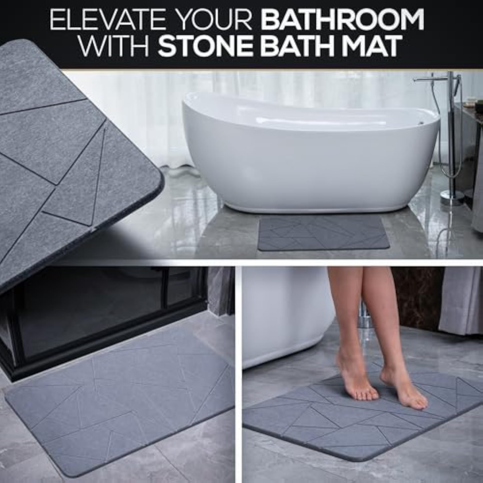 Diatomaceous Earth Non-Slip Shower Mat, Quick-Drying