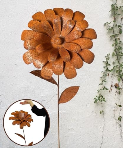 Gartenstecker Sonne Aus Metall – Rostige Deko Mit Edelstahlkugel Für Draußen