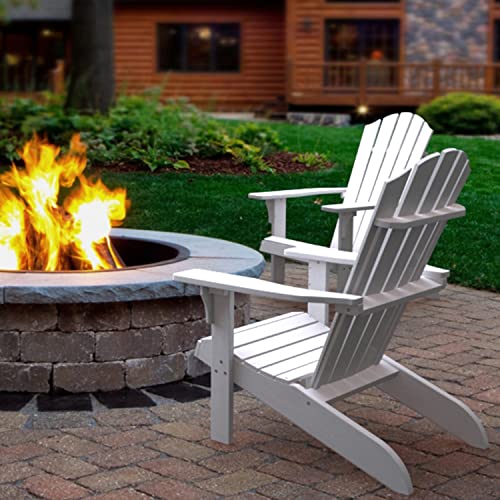 Polyteak Adirondack Chair Set Of 2, Premium Weather Resistant Poly Lumber, Outdoor Patio Furniture, Up To 300 Lb, Plastic Adirondack Chairs For Porches, Decks, And Pool Side, Element Collection, White #TOP6