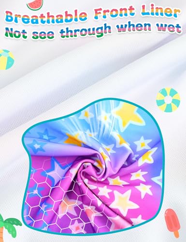 Image of TENVDA Girls Rash Guard Swimsuit Long Sleeve Bathing Suits with Shorts for 3-12 Years Old Kids