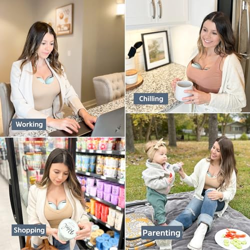 Image of MomMed S21 Wearable Breast Pump - Smart Display, Leak-Proof Design, Hands-Free Double Portable Electric Breast Pump with 3 Modes &12 Levels - 24mm Shield & 3 Flange Inserts - One Each of 17mm, 19mm, 21mm (Gray, 2PCS)