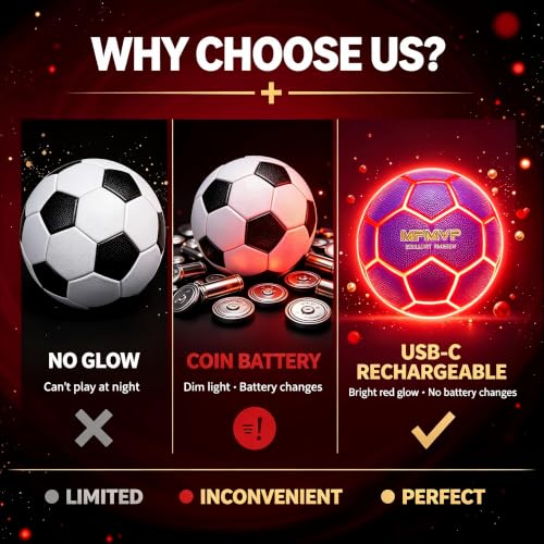 HITEGY Rechargeable Light Up Soccer Ball