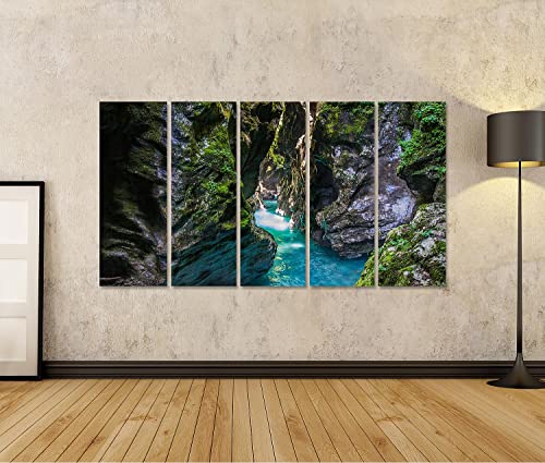 Tableau sur toile rivière Tolminka pour habiller un mur vide avec un poster canyon de Slovénie - 2