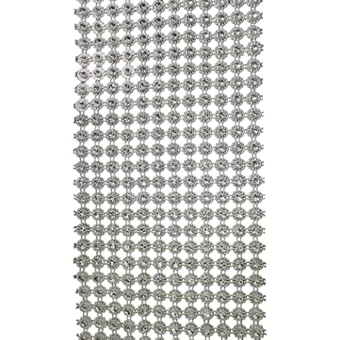 R.B.Y Special100% Rhinestones Ribbon Bling Wrap 10 Yards 12 Rows Acrylic Bling Diamond Wrap Ribbon for Crafts for Wedding Cakes Birthday Baby Shower Events Party Arts Rhinestones for Crafts (Silver) Cover